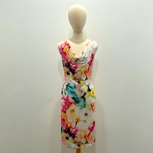 WATERCOLOR FLORAL MIDI DRESS, SIZE EXTRA LARGE
